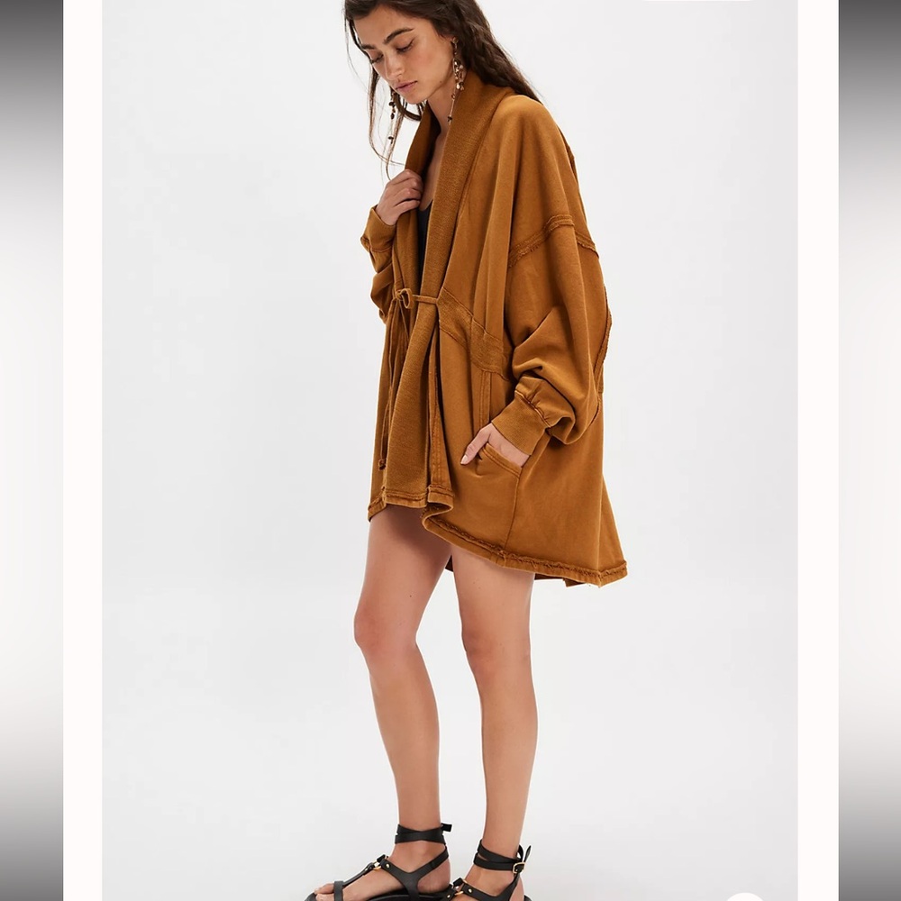 Free People Boothbay Sweatshirt Jacket Cardi Top Ventilated Oversized S A